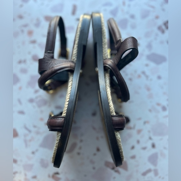 Zara Brown Sandals with Gold Accents Size 39 - Picture 10 of 12